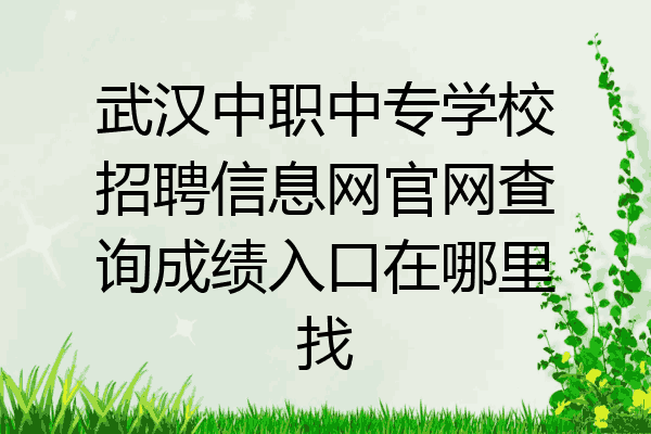 武汉中职中专学校招聘信息网官网查询成绩入口在哪里找