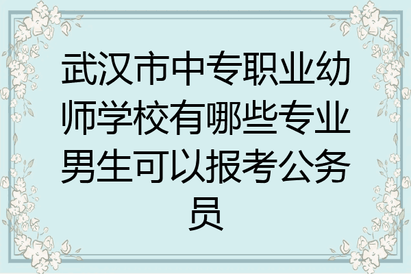 武汉市中专职业幼师学校有哪些专业男生可以报考公务员