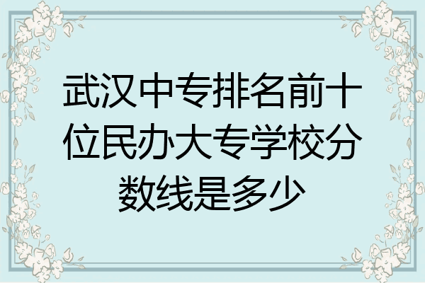 武汉中专排名前十位民办大专学校分数线是多少