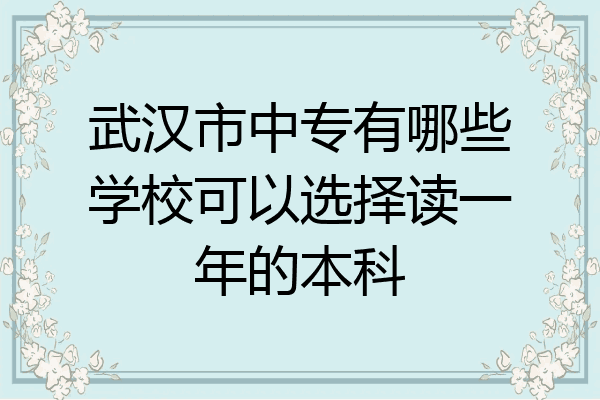 武汉市中专有哪些学校可以选择读一年的本科