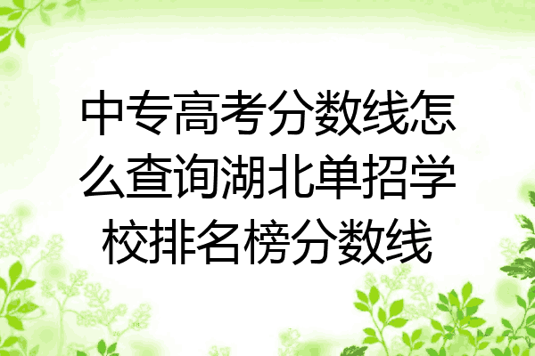 中专高考分数线怎么查询湖北单招学校排名榜分数线