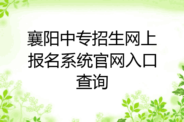 襄阳中专招生网上报名系统官网入口查询