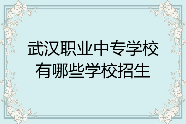 武汉职业中专学校有哪些学校招生