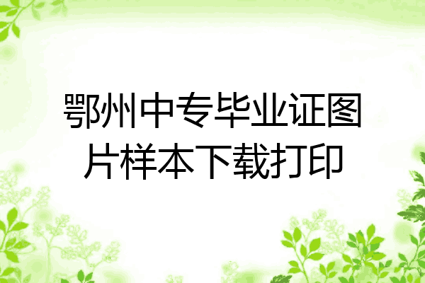 鄂州中专毕业证图片样本下载打印