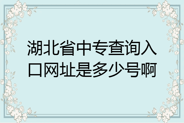 湖北省中专查询入口网址是多少号啊