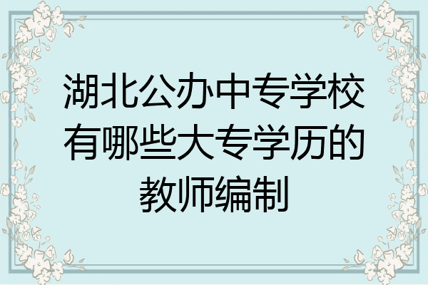 湖北公办中专学校有哪些大专学历的教师编制
