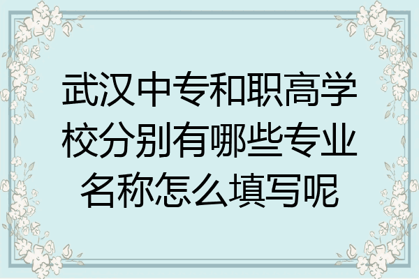 武汉中专和职高学校分别有哪些专业名称怎么填写呢