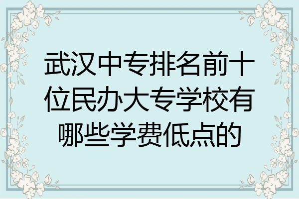 武汉中专排名前十位民办大专学校有哪些学费低点的