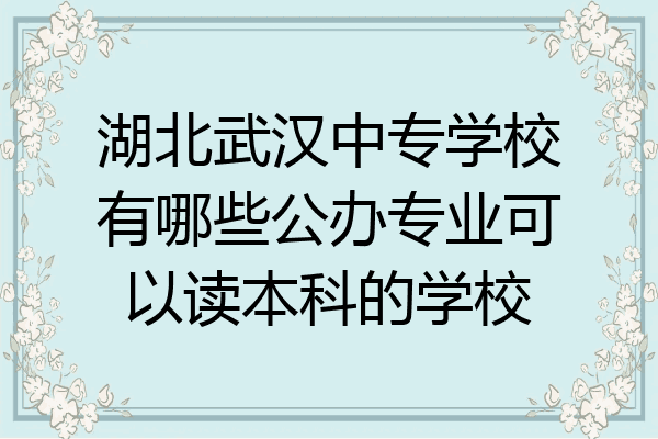 湖北武汉中专学校有哪些公办专业可以读本科的学校