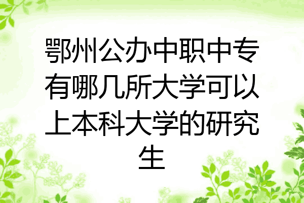 鄂州公办中职中专有哪几所大学可以上本科大学的研究生