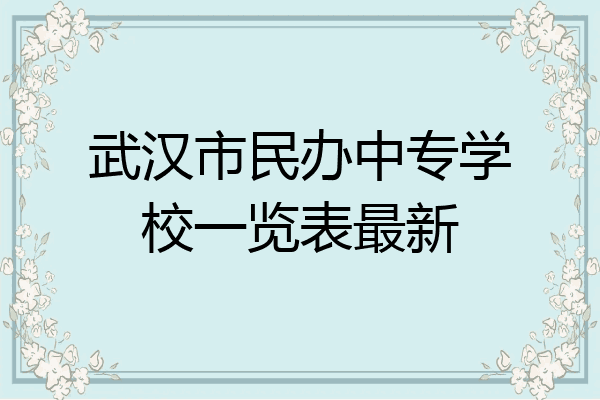 武汉市民办中专学校一览表最新