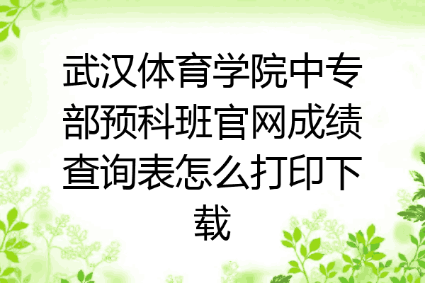 武汉体育学院中专部预科班官网成绩查询表怎么打印下载