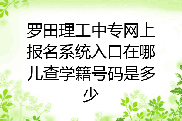 罗田理工中专网上报名系统入口在哪儿查学籍号码是多少