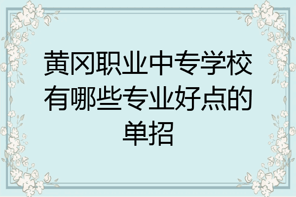 黄冈职业中专学校有哪些专业好点的单招