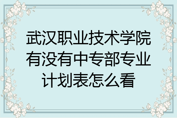 武汉职业技术学院有没有中专部专业计划表怎么看
