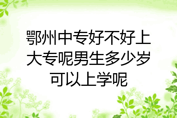 鄂州中专好不好上大专呢男生多少岁可以上学呢