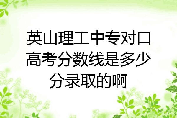 英山理工中专对口高考分数线是多少分录取的啊