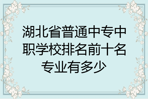 湖北省普通中专中职学校排名前十名专业有多少