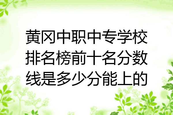 黄冈中职中专学校排名榜前十名分数线是多少分能上的