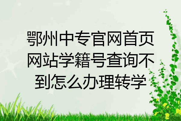鄂州中专官网首页网站学籍号查询不到怎么办理转学