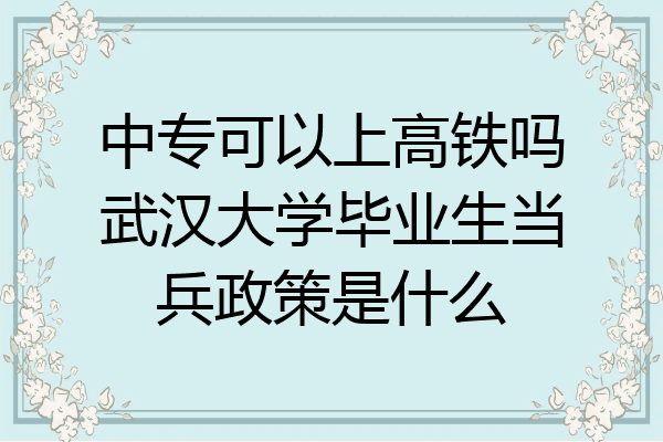 中专可以上高铁吗武汉大学毕业生当兵政策是什么