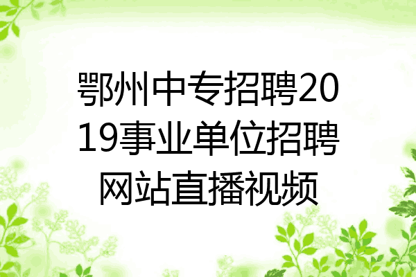 鄂州中专招聘2019事业单位招聘网站直播视频