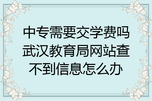 中专需要交学费吗武汉教育局网站查不到信息怎么办