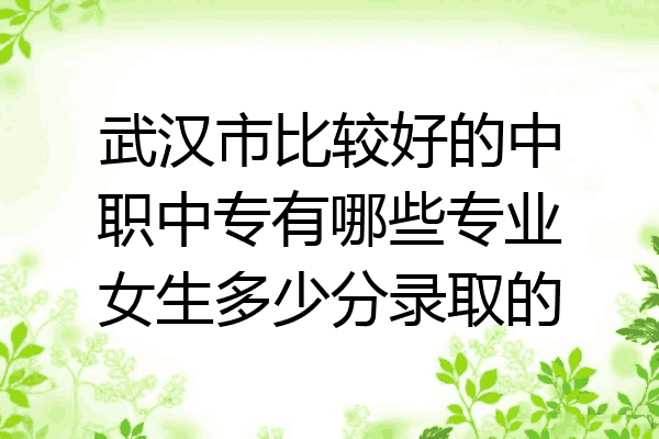 武汉市比较好的中职中专有哪些专业女生多少分录取的