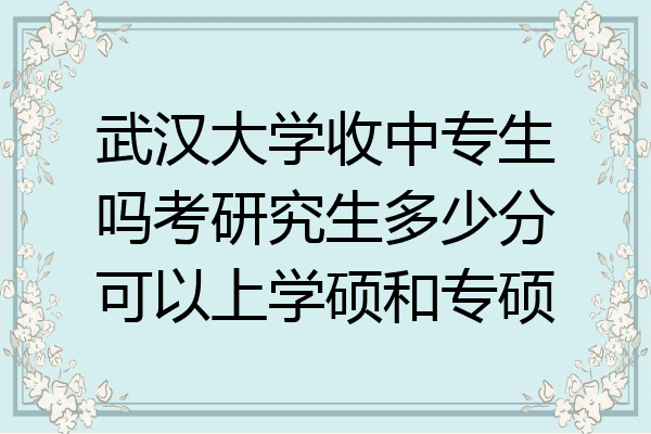 武汉大学收中专生吗考研究生多少分可以上学硕和专硕