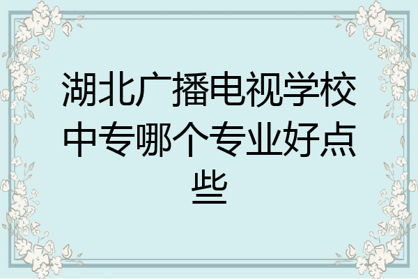 湖北广播电视学校中专哪个专业好点些