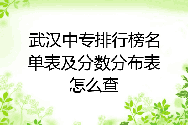武汉中专排行榜名单表及分数分布表怎么查