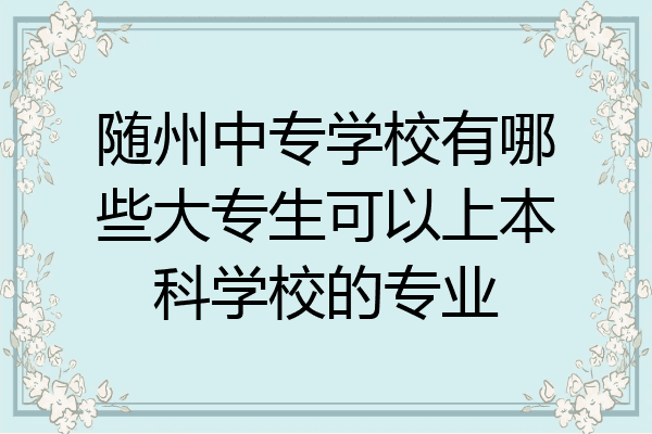 随州中专学校有哪些大专生可以上本科学校的专业