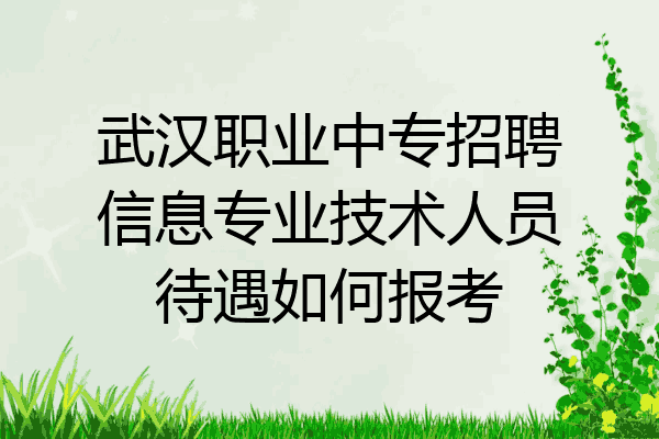 武汉职业中专招聘信息专业技术人员待遇如何报考