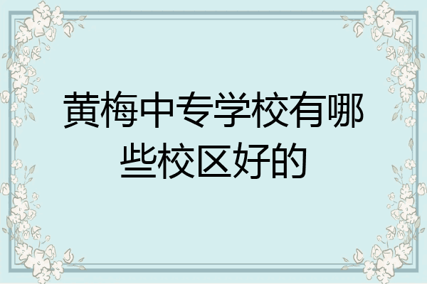 黄梅中专学校有哪些校区好的