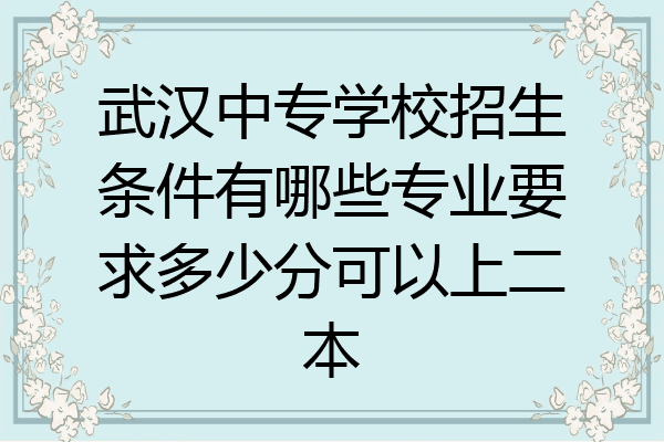 武汉中专学校招生条件有哪些专业要求多少分可以上二本