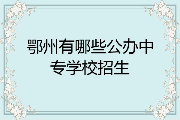 鄂州有哪些公办中专学校招生