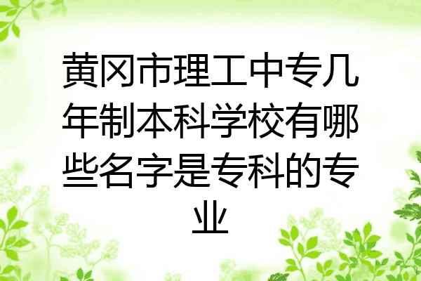 黄冈市理工中专几年制本科学校有哪些名字是专科的专业