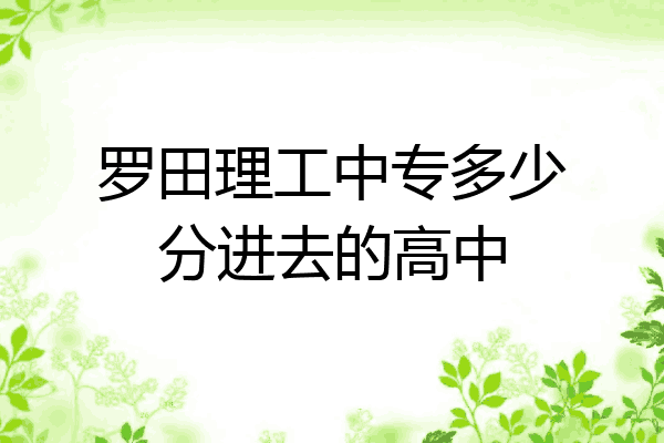 罗田理工中专多少分进去的高中