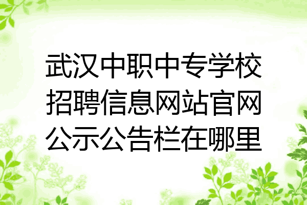 武汉中职中专学校招聘信息网站官网公示公告栏在哪里