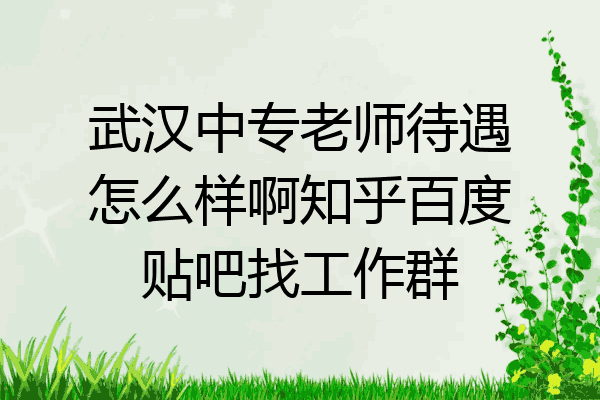 武汉中专老师待遇怎么样啊知乎百度贴吧找工作群