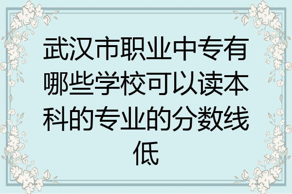 武汉市职业中专有哪些学校可以读本科的专业的分数线低