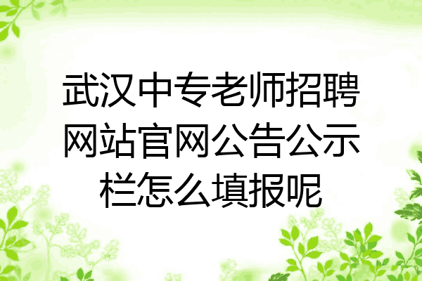 武汉中专老师招聘网站官网公告公示栏怎么填报呢