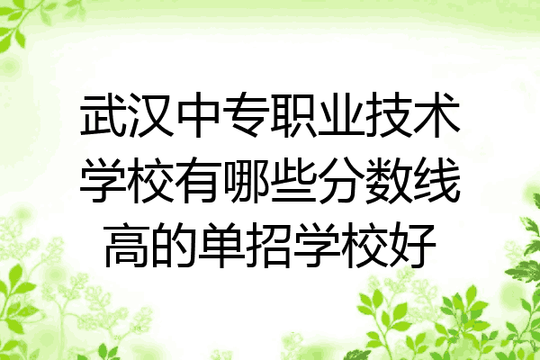 武汉中专职业技术学校有哪些分数线高的单招学校好