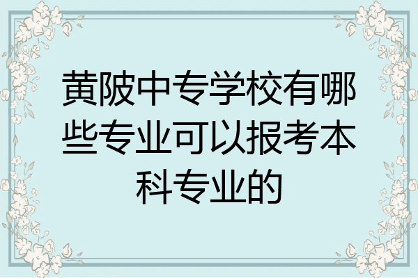 黄陂中专学校有哪些专业可以报考本科专业的