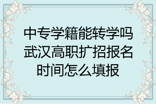 中专学籍能转学吗武汉高职扩招报名时间怎么填报
