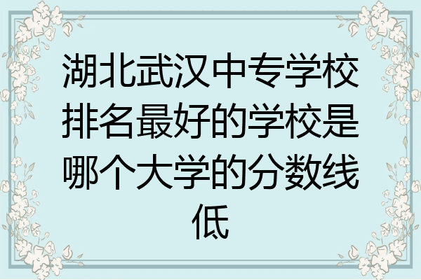 湖北武汉中专学校排名最好的学校是哪个大学的分数线低