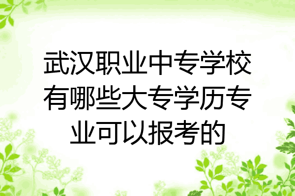武汉职业中专学校有哪些大专学历专业可以报考的