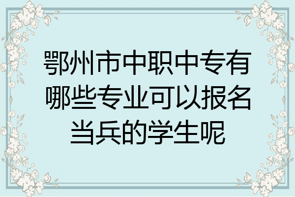鄂州市中职中专有哪些专业可以报名当兵的学生呢