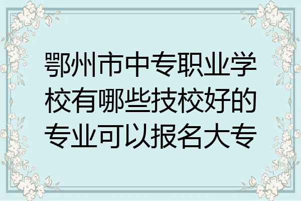 鄂州市中专职业学校有哪些技校好的专业可以报名大专
