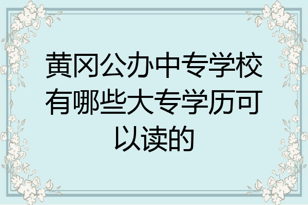 黄冈公办中专学校有哪些大专学历可以读的